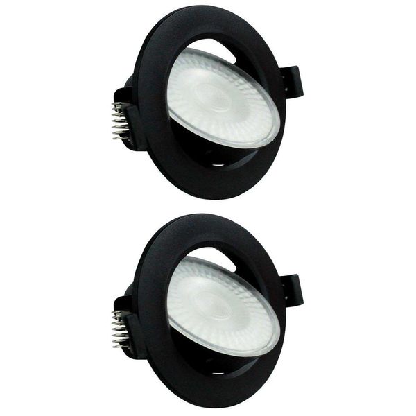 Kit 2 Spot Led 7w Redondo 6500k Preto Bivolt Foxlux