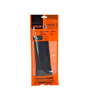 Abraçadeiras De Nylon 200 X 2.5 Mm 100 Unidades Preto Foxlux