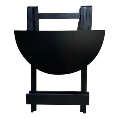 Conjunto Mesa Dobrável Com 4 Cadeiras Preto Estofado Azul Redonda