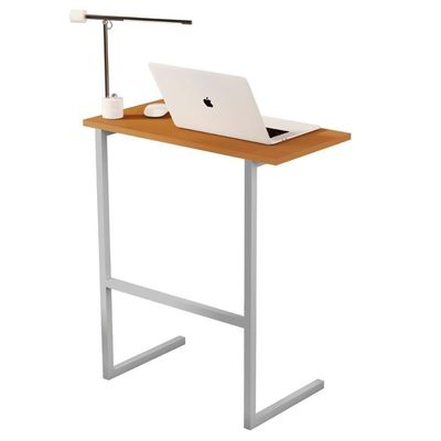 Mesa Notebook Pés Ferro Bolonha Nature Cinza