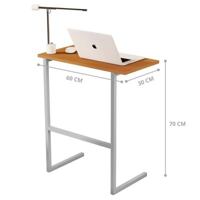Mesa Notebook Pés Ferro Bolonha Nature Cinza