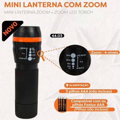 Mini Lanterna Com Zoom Foxlux