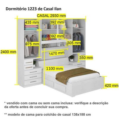 Dormitório De Casal Sem Cama 1223s Branco
