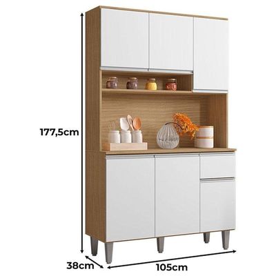 Balcão De Pia Tatiane 120cm E Armário Cozinha Kit Márcia Amêndoa Branco - Ajl