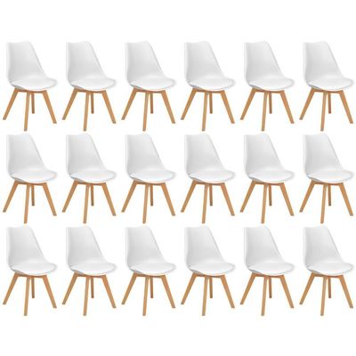 Conjunto 18 Cadeiras De Jantar Eames Wood Leda Design Estofada - Branco