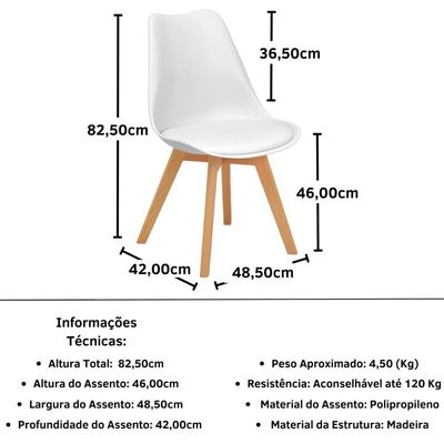 Conjunto 18 Cadeiras De Jantar Eames Wood Leda Design Estofada - Branco