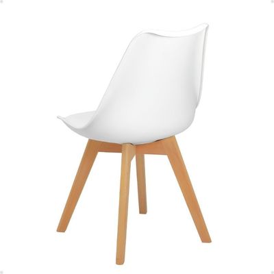 Conjunto 18 Cadeiras De Jantar Eames Wood Leda Design Estofada - Branco