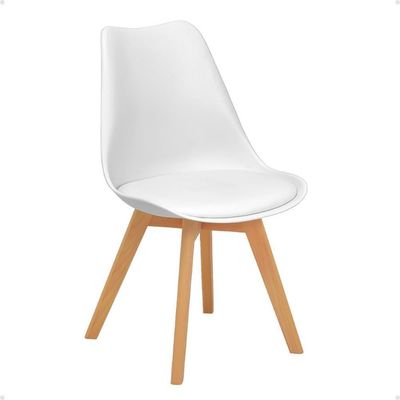 Conjunto 16 Cadeiras De Jantar Eames Wood Leda Design Estofada - Branco