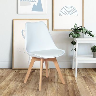 Conjunto 16 Cadeiras De Jantar Eames Wood Leda Design Estofada - Branco