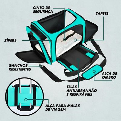 Bolsa De Viagem Para Transporte Pet - Verde