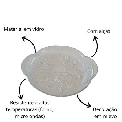 Travessa De Vidro Redondo Petisqueira Decorada