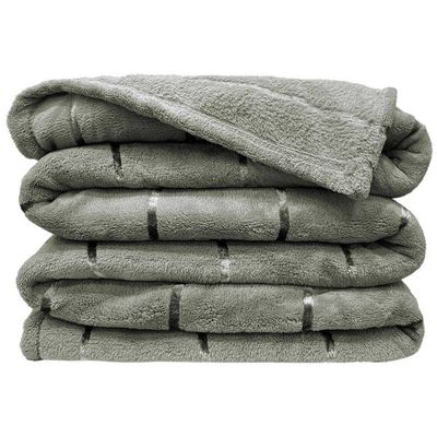 Cobertor Manta Fluffy Casal Queen 2,40m X 2,20m Listras Super Macio - Cinza