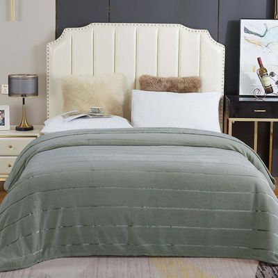 Cobertor Manta Fluffy Casal Queen 2,40m X 2,20m Listras Super Macio - Cinza