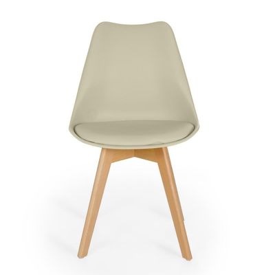 Conjunto 20 Cadeiras De Jantar Eames Wood Leda Design Estofada - Nude