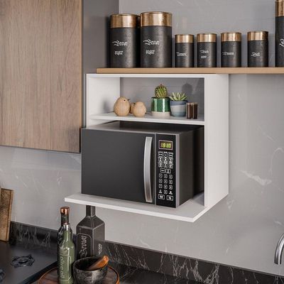 Suporte Microondas Com Nicho Porta Tempero Para Cozinha Louis 60cm Branco M12 - D'rossi