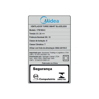 Ventilador de Torre Smart Air Bladeless VTB180A3 Bivolt