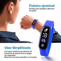 Relogio Infantil Futebol Led + Oculos Sol + Caixa + Colar Original Criança Led Prova Dagua Ajustavel