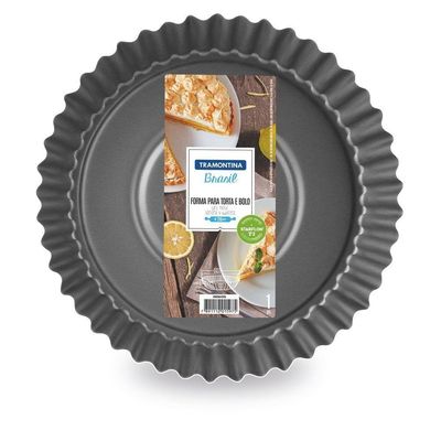 Forma Redonda Para Torta E Bolo Alumínio Antiaderente Starflon Grafite 26 Cm 1,8 L