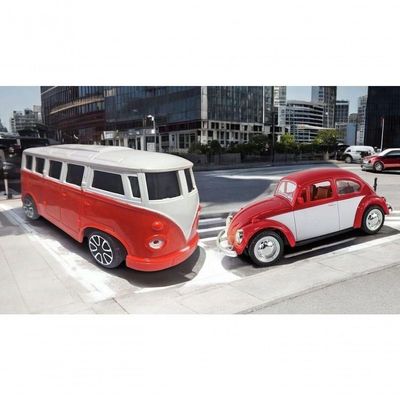 Kit Carrinho De Controle Remoto Fusca E Perua Clássicos Vermelho