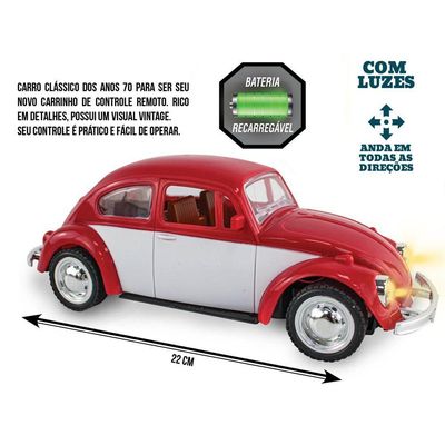 Kit Carrinho De Controle Remoto Fusca E Perua Clássicos Vermelho