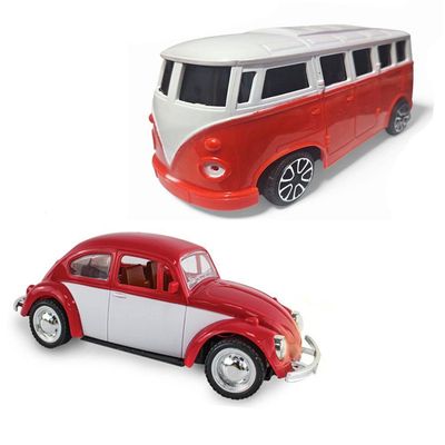 Kit Carrinho De Controle Remoto Fusca E Perua Clássicos Vermelho