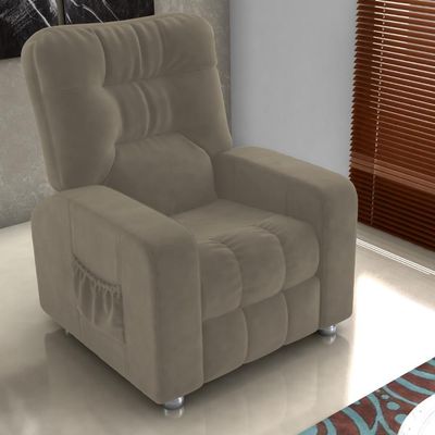 Poltrona Almofadada Reclinável Hull Veludo Cappuccino