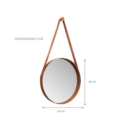 Espelho Orvalho 80 Cm Com Alça Castanho