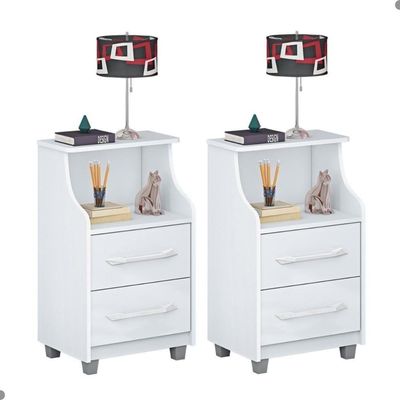 Conjunto 2 Topázio Branco Com 2 Gavetas