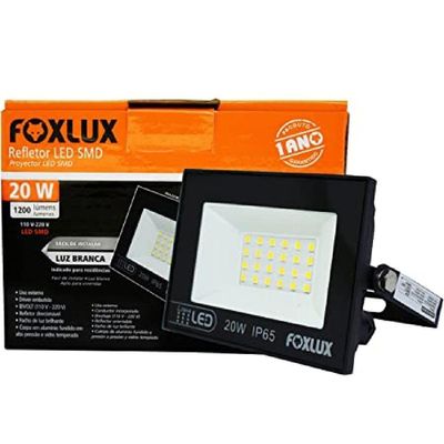 Kit 2 Refletor Led 20w 6500k Preto Bivolt Foxlux
