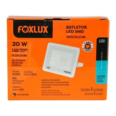 Kit 2 Refletor Led 20w 6500k Branco Bivolt Foxlux