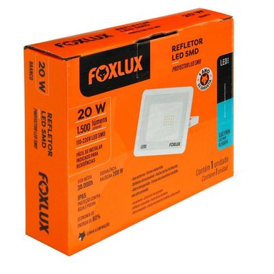 Kit 2 Refletor Led 20w 6500k Branco Bivolt Foxlux