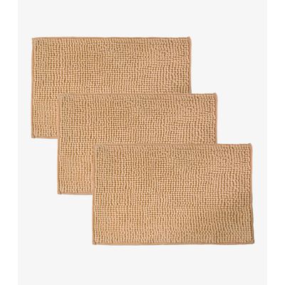 Kit 3 Tapetes Pipoca Microfibra Infinita Cor Bege UN / Bege