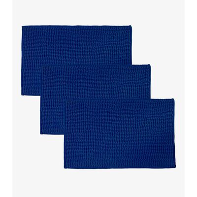 Kit 3 Tapetes Pipoca Microfibra Infinita Cor Azul UN / Azul