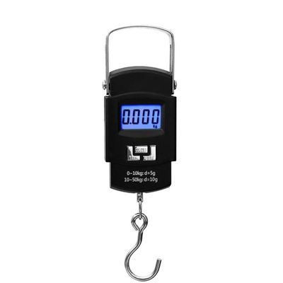 Balança Portátil Digital De Mão Com Gancho Mala Bagagem Pesca Alça Mala Até 50kg Alta Precisão Preto