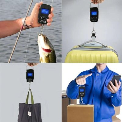Balança Portátil Digital De Mão Com Gancho Mala Bagagem Pesca Alça Mala Até 50kg Alta Precisão Preto