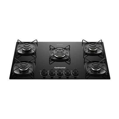 Cooktop 5 Bocas a Gás Continental Mesa de Vidro Preto com Acendimento Automático (KC5GR) Bivolt