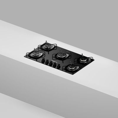 Cooktop 5 Bocas a Gás Continental Mesa de Vidro Preto com Acendimento Automático (KC5GR) Bivolt