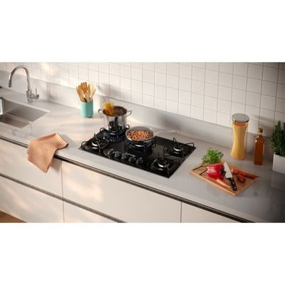 Cooktop 5 Bocas a Gás Continental Mesa de Vidro Preto com Acendimento Automático (KC5GR) Bivolt