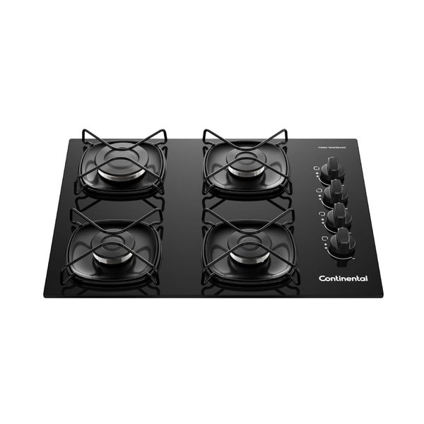 Cooktop 4 Bocas a Gás Continental Mesa de Vidro Preto com Acendimento Automático (KC4GR) Bivolt