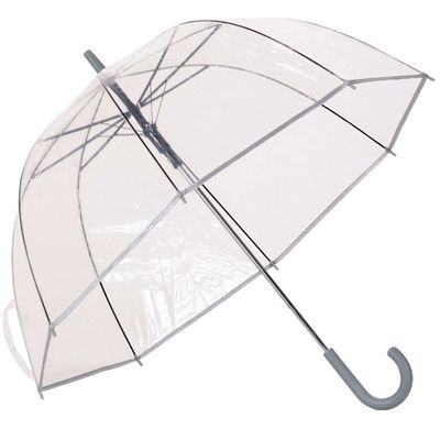 Guarda Chuva Automático Com Cabo Curvo Sombrinha Transparente Fazzoletti Cinza