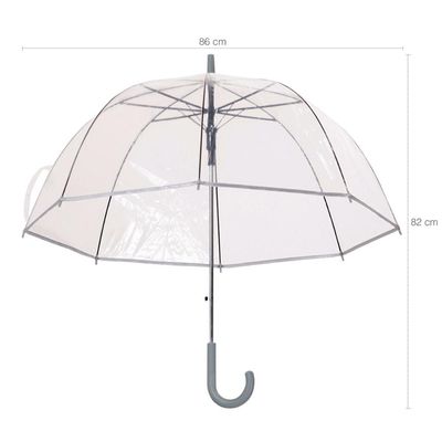 Guarda Chuva Automático Com Cabo Curvo Sombrinha Transparente Fazzoletti Cinza