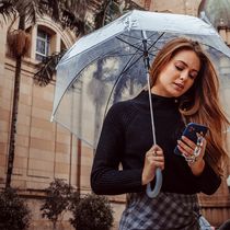 Guarda Chuva Automático Com Cabo Curvo Sombrinha Transparente Fazzoletti