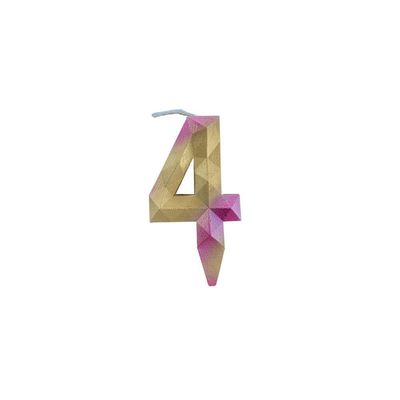 Vela De Aniversário Diamante Rosa E Dourada Modelo 6