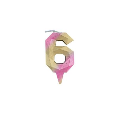 Vela De Aniversário Diamante Rosa E Dourada Modelo 6