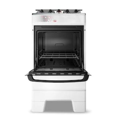 Fogão Esmaltec IDEAL Top T4IAB Branco 4 Bocas com Mesa de Inox e Acendimento Automático Forno 50L  Bivolt Branco / Bivolt