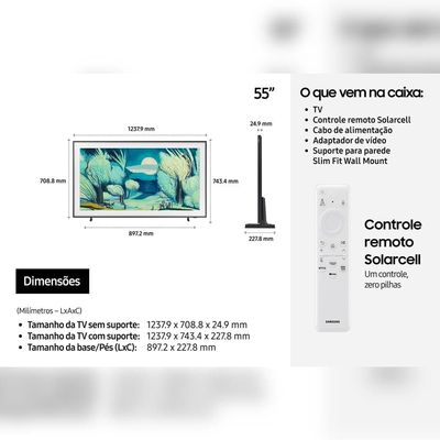 Smart TV 43 QLED 4k Samsung QN43LS03FAGXZD The Frame Vision AI 2025 Modo Arte Antirreflexo Preto / Bivolt