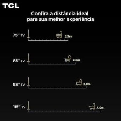 Smart TV 85 TCL P7K QLED Ultra HD 4K com Sistema Operacional Google TV, HDR10+, Dolby Vision e Atmos, Áudio Onkyo com Subwoofer e Googlecast Preto / Bivolt