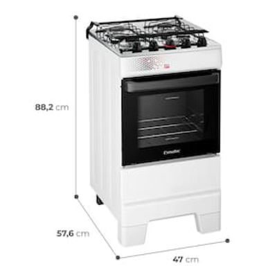 Fogão Esmaltec IDEAL Top T4IAB Branco 4 Bocas com Mesa de Inox e Acendimento Automático Forno 50L  Bivolt Branco / Bivolt