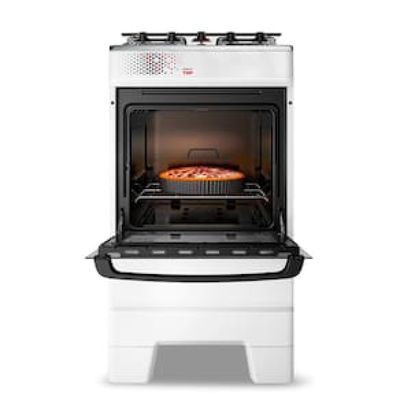 Fogão Esmaltec IDEAL Top T4IAB Branco 4 Bocas com Mesa de Inox e Acendimento Automático Forno 50L  Bivolt Branco / Bivolt