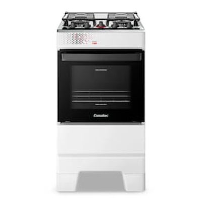 Fogão Esmaltec IDEAL Top T4IAB Branco 4 Bocas com Mesa de Inox e Acendimento Automático Forno 50L  Bivolt Branco / Bivolt